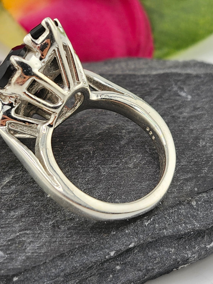 Cluster Black Onyx Ring Size 7