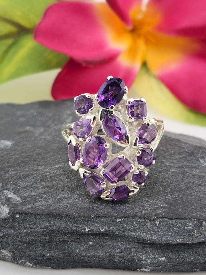 Cluster Amethyst Ring Size 8