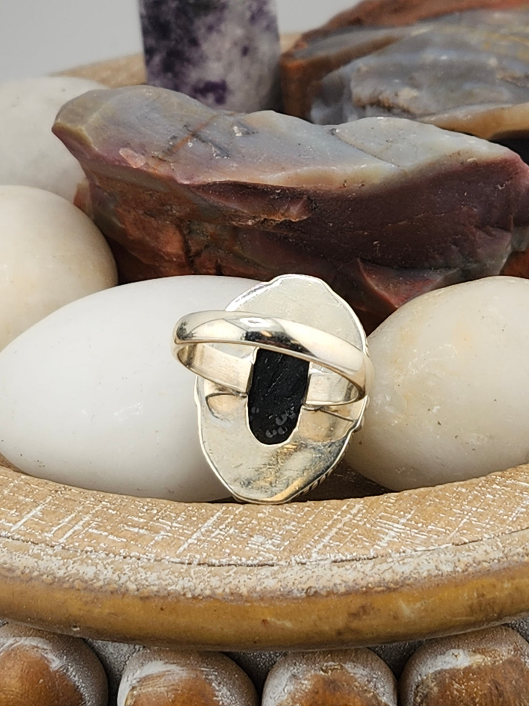 Raw Black Tourmaline 925 Sterling Silver Ring Size 9