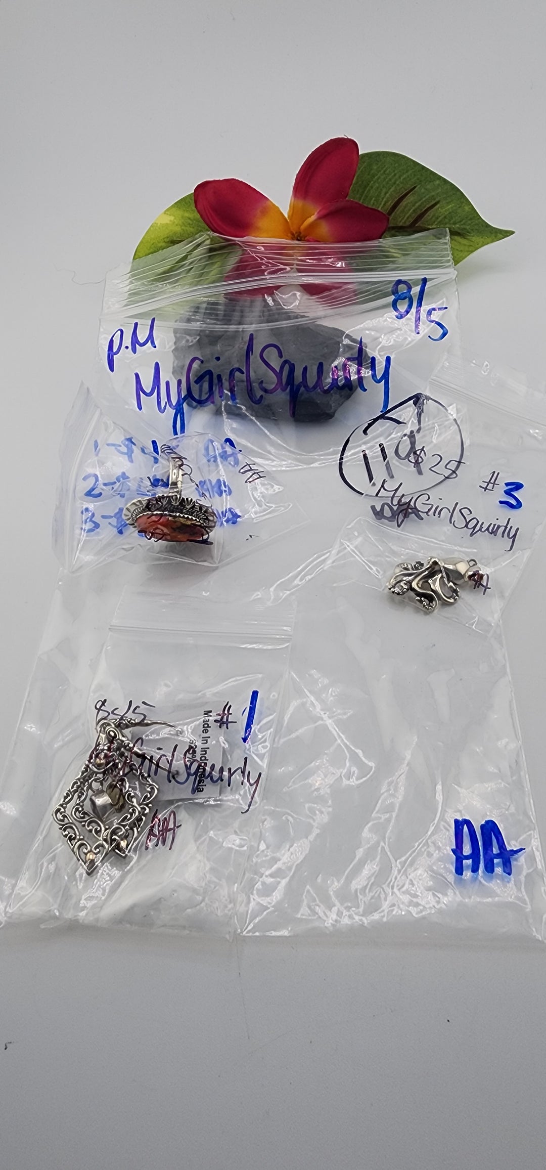 PM SHOW 48HR - RESERVED FOR:  MyGirlSquirly - 8/5/2025 FL tiktok Live Show - 3 Sterling Silver Items