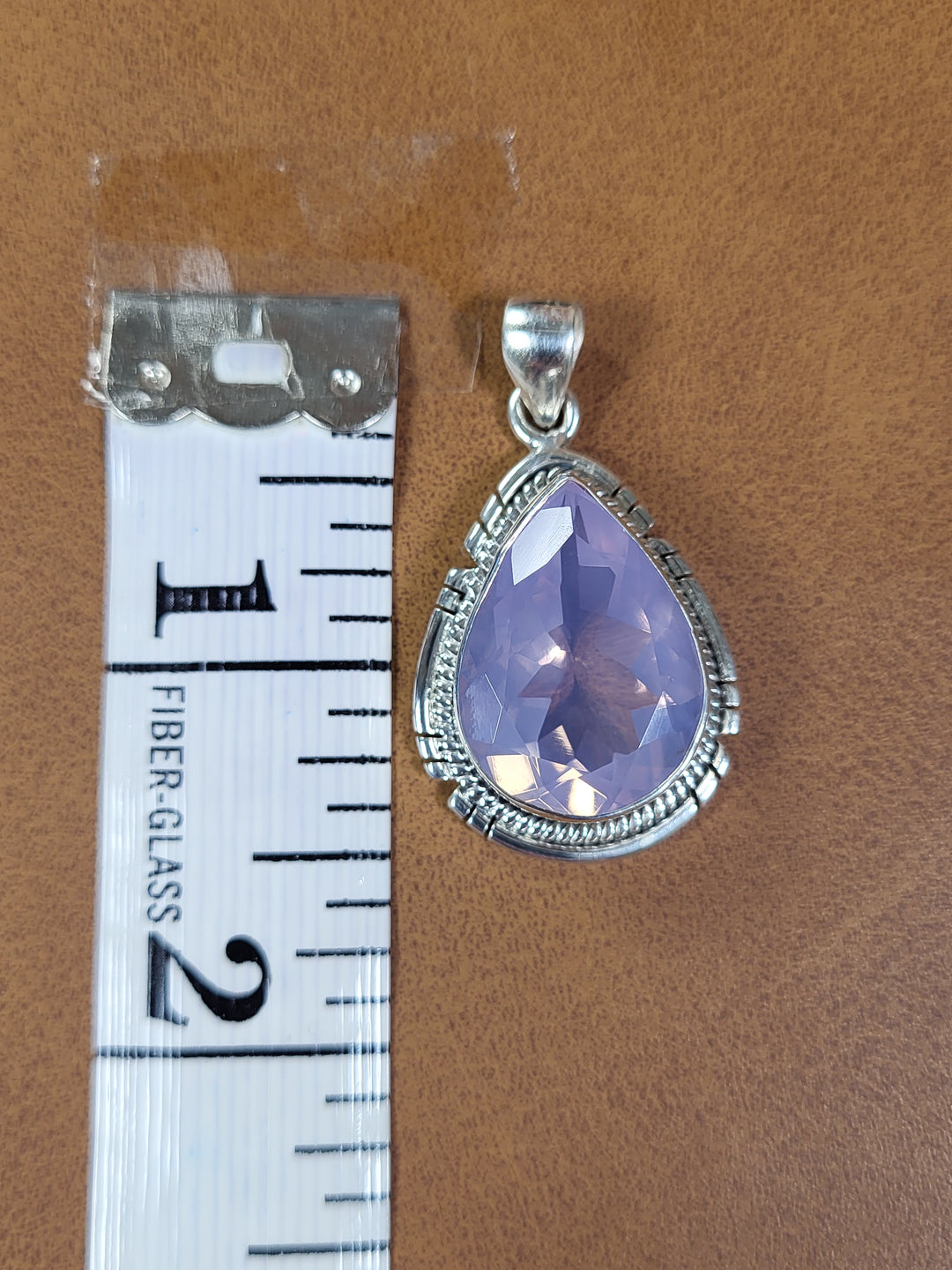 Natural Lavender Quartz 925 Sterling Silver Teardrop Pendant - 1 1/2"