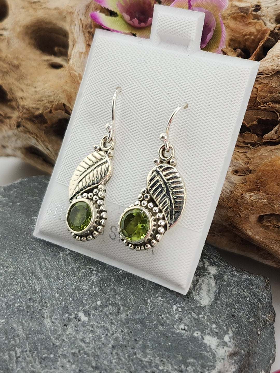 Round Peridot Dangle Earrings