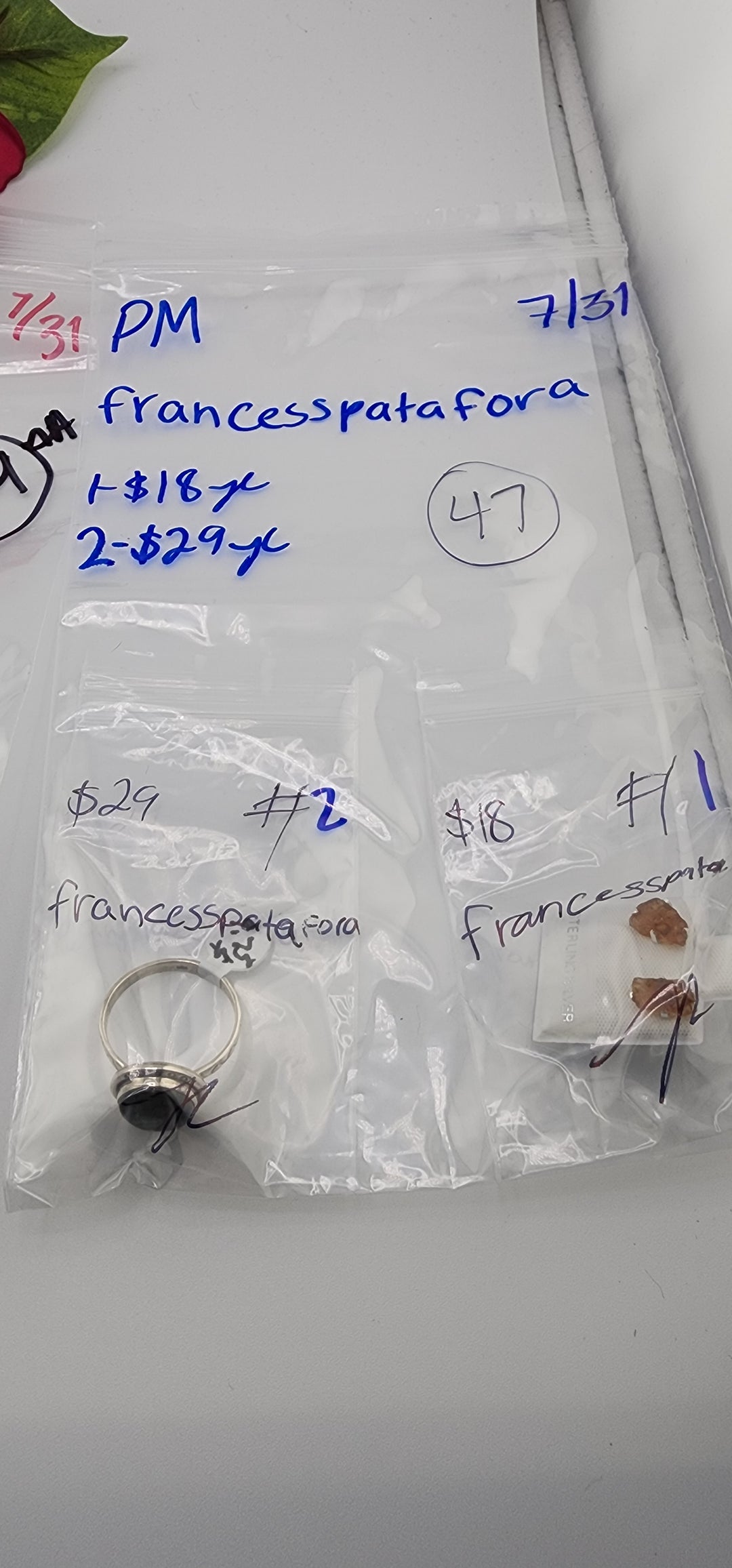 PM SHOW 48HR - RESERVED FOR: francesspatafora  - 7/31/2025 FL tiktok Live Show - 2 Sterling Silver Items