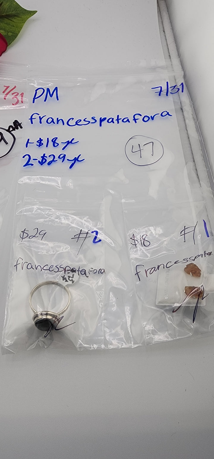 PM SHOW 48HR - RESERVED FOR: francesspatafora  - 7/31/2025 FL tiktok Live Show - 2 Sterling Silver Items