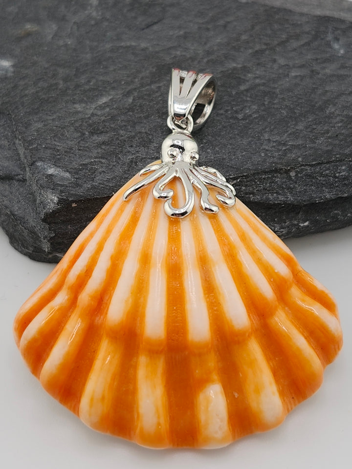 Carved Spiny Oyster Sea Shell Pendant