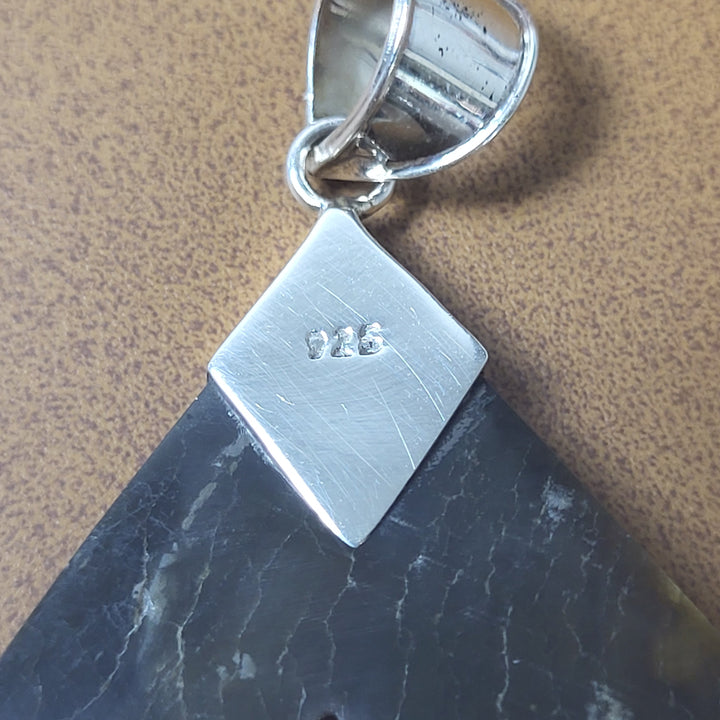 Natural Black Mother of Pearl 925 Sterling Silver Carved Pendant