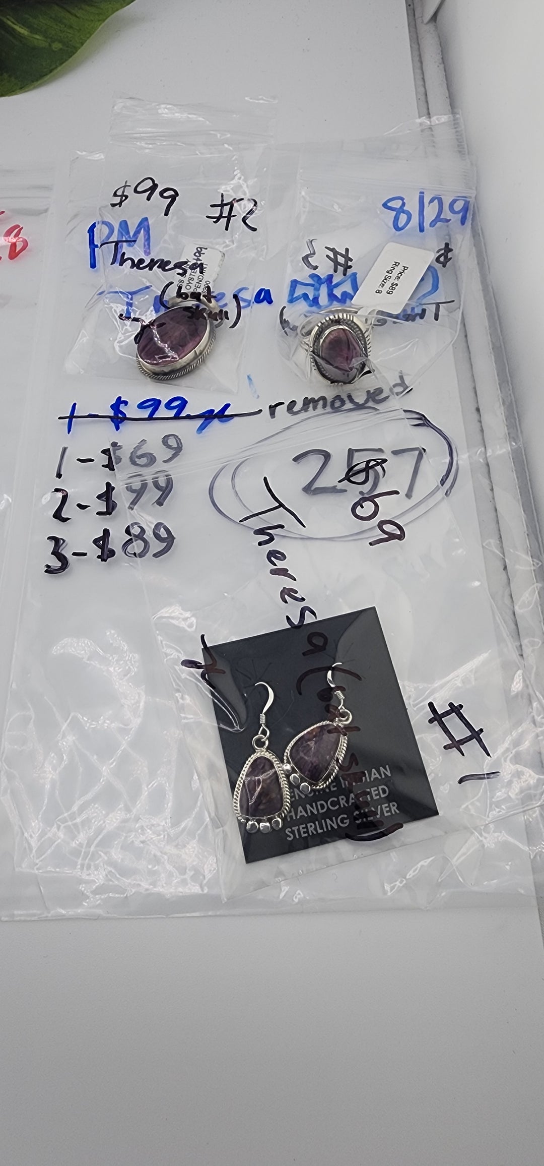 PM SHOW 48HR - RESERVED FOR: Theresa🦇💀 - 8/29/2025 FL tiktok Live Show - 3 Sterling Silver Items