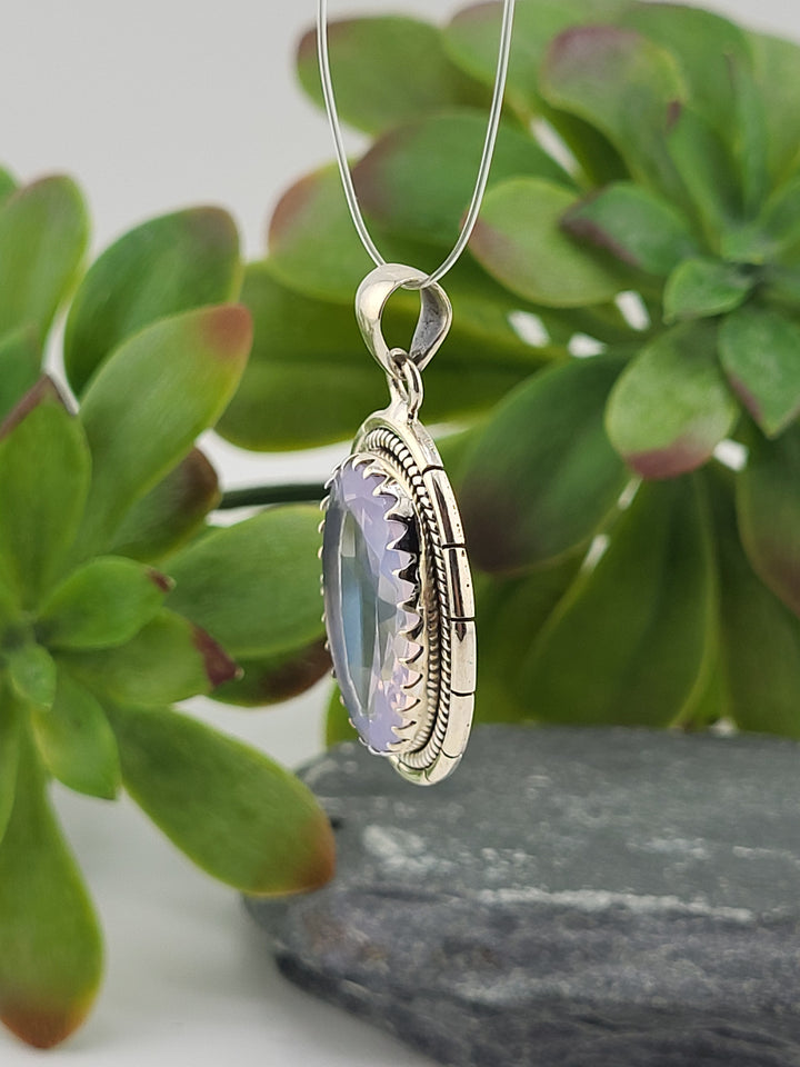 925 Sterling Silver Oval Lavender Quartz Pendant