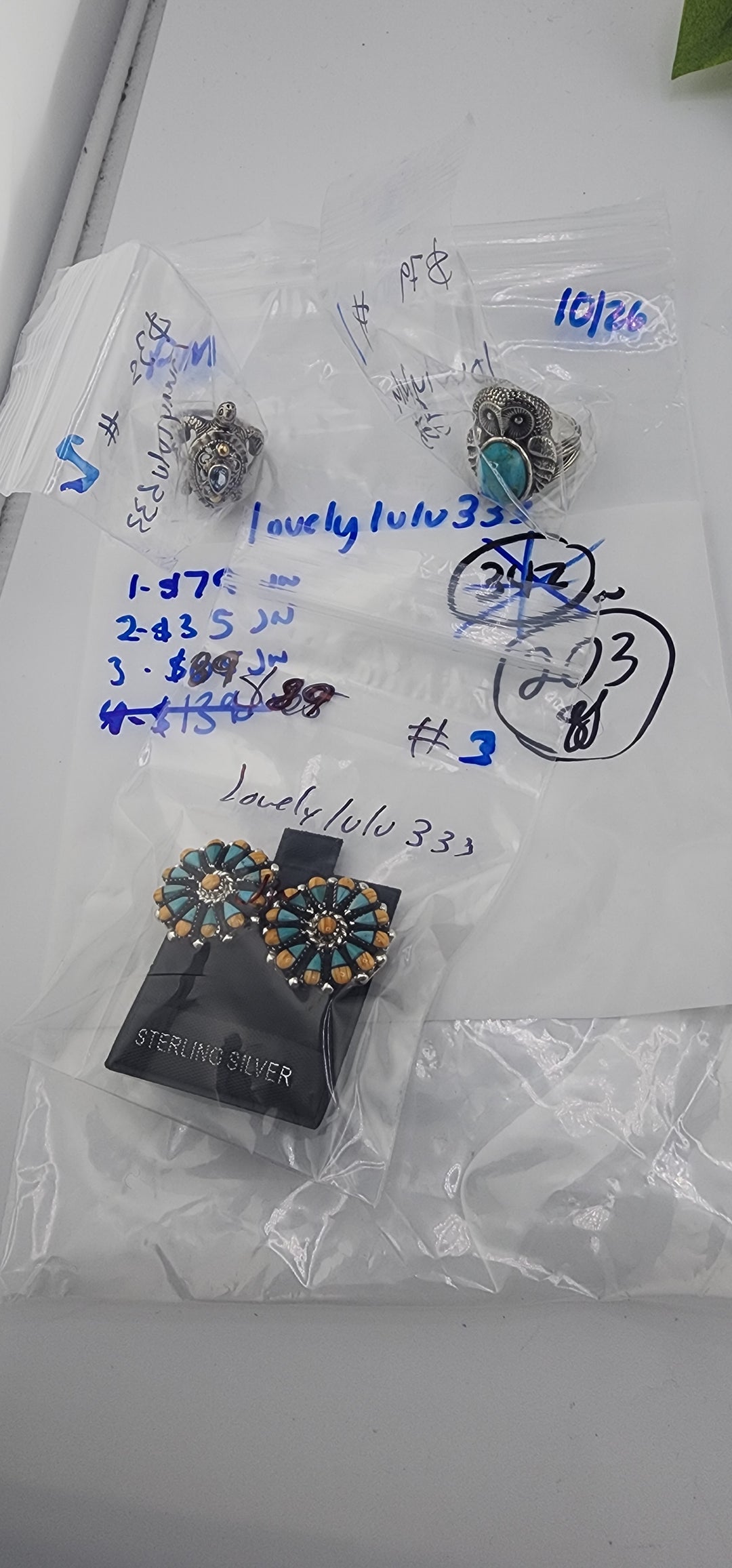PM SHOW 48HR - RESERVED FOR:  lovelylulu333- 10/26/2025 FL tiktok Live Show - 3 Sterling Silver Items