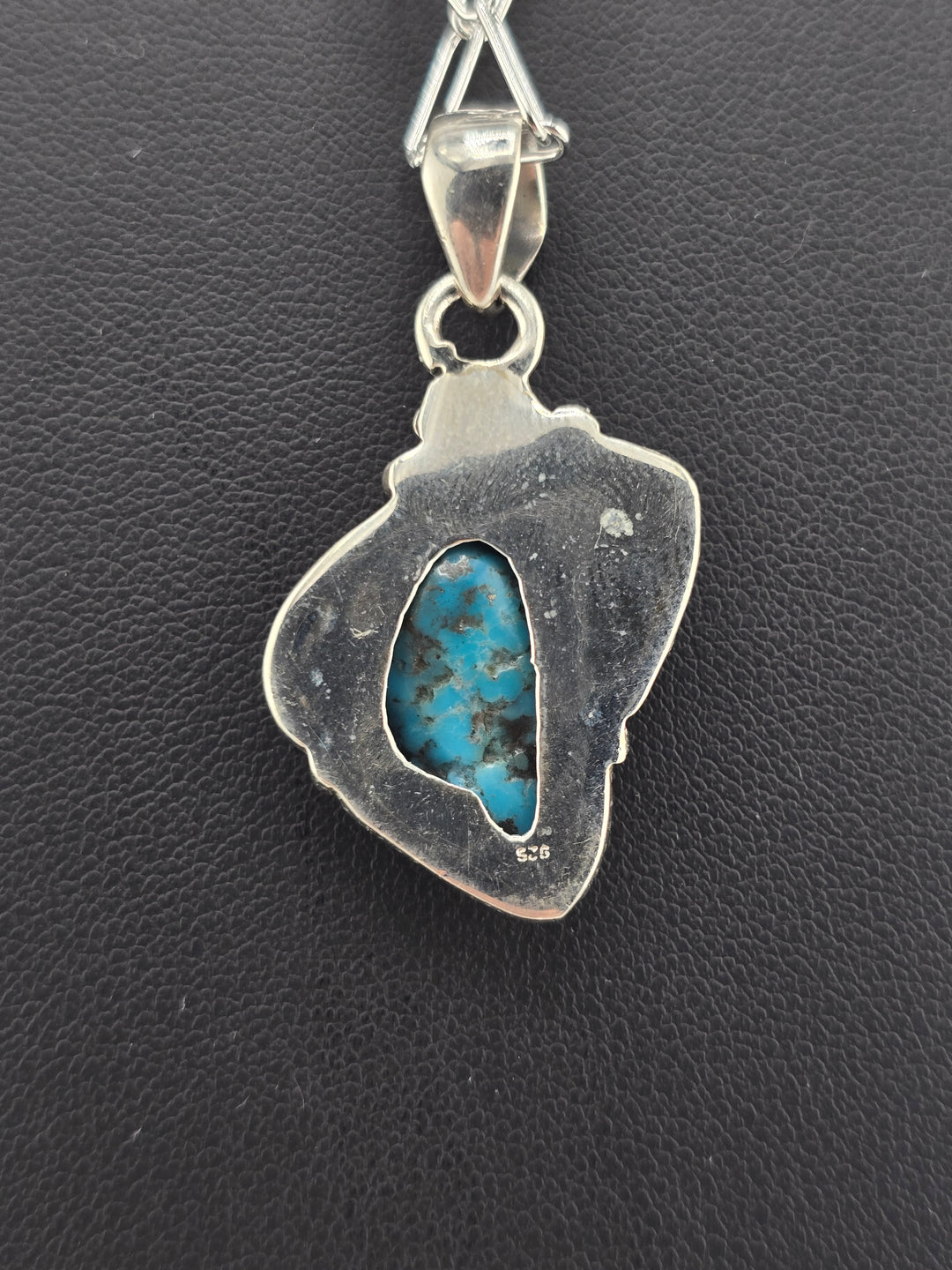 Raw Kingman Turquoise 925 sterling silver pendant w/ 18" 3mm paperclip Chain