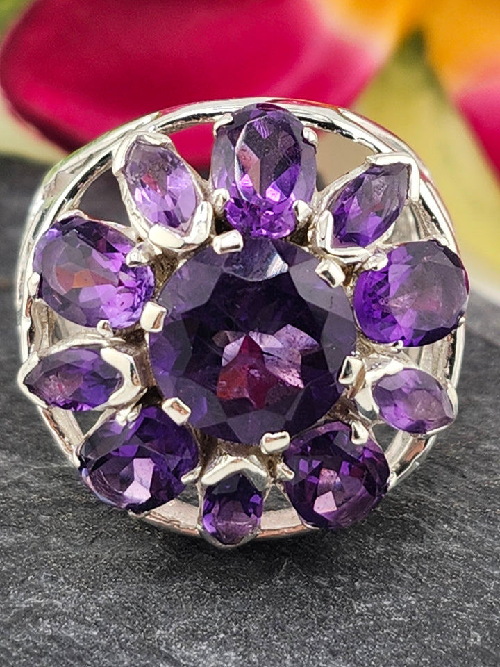 Cluster Amethyst Ring Size 8