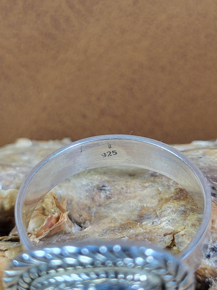 Natural Australian Opal Doublet 925 Sterling Silver Ring - Size 10 1/4