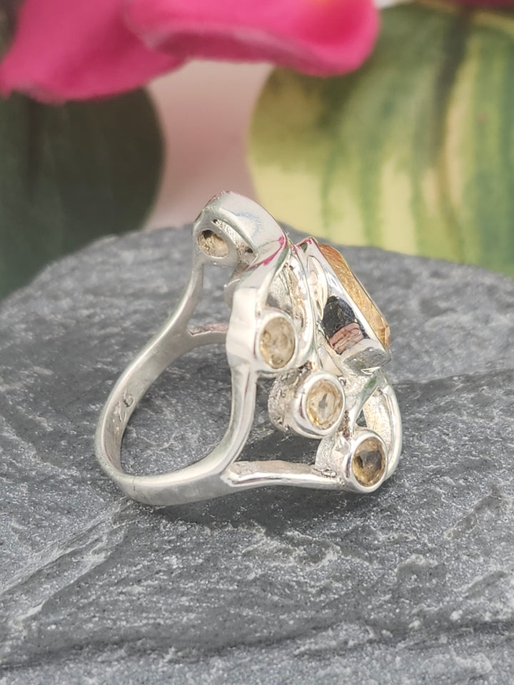 Citrine and 925 Sterling Silver Ring - Size 7