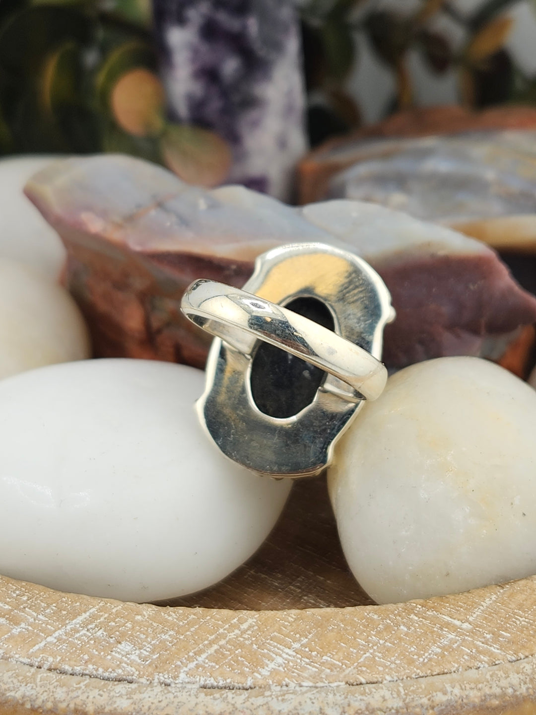 Raw Black Tourmaline 925 Sterling Silver Ring Size 9