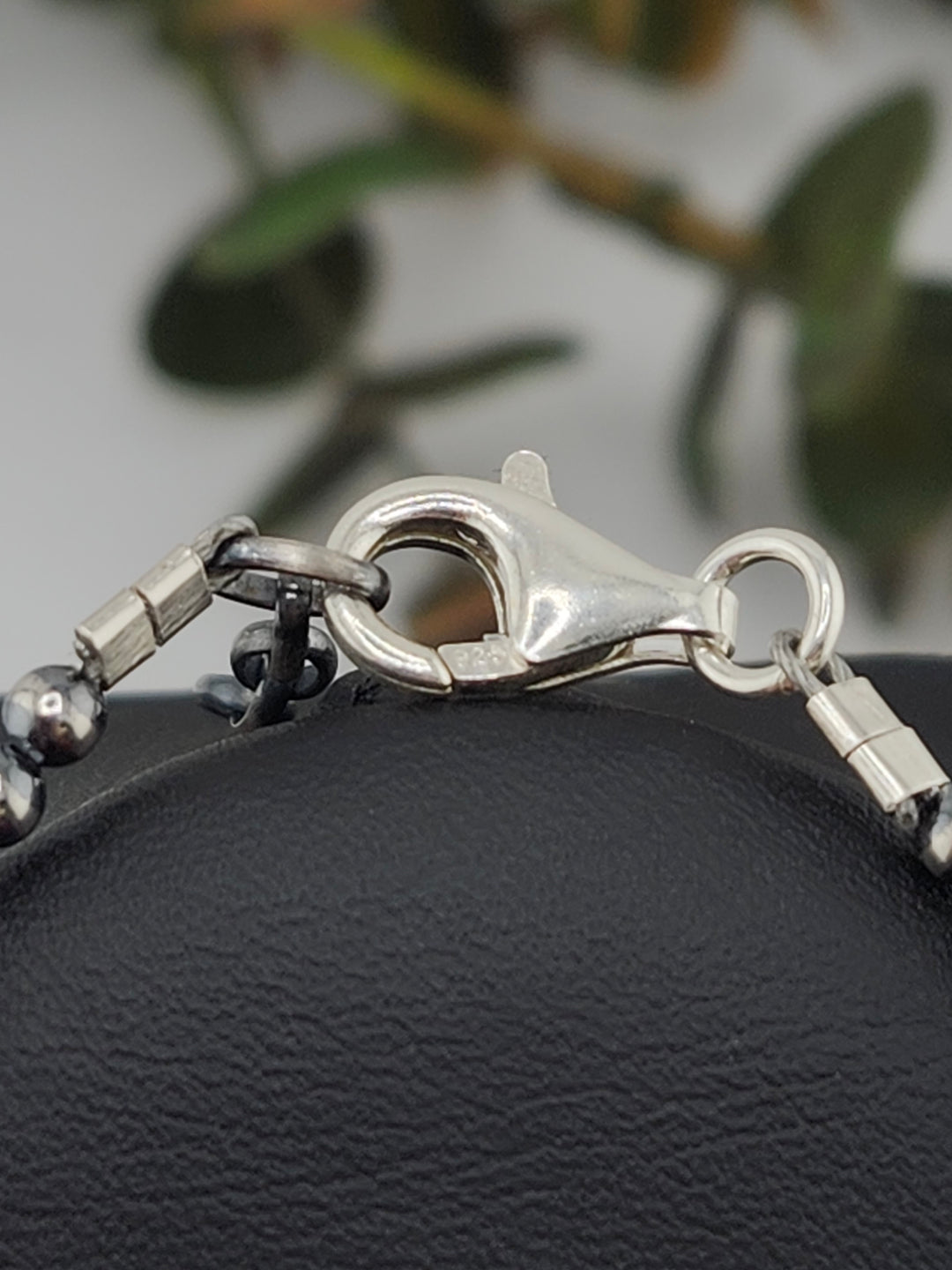 3mm 6"+1" Oxidized 925 Sterling Silver Bead Bracelet