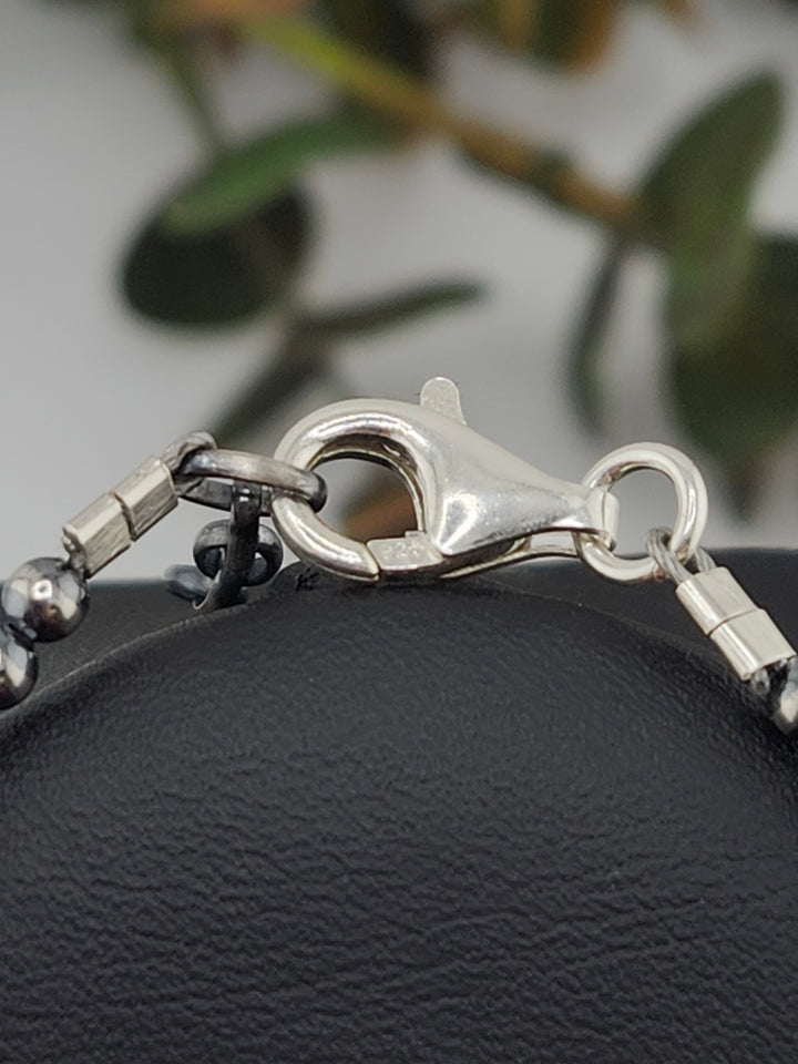 3mm 6"+1" Oxidized 925 Sterling Silver Bead Bracelet