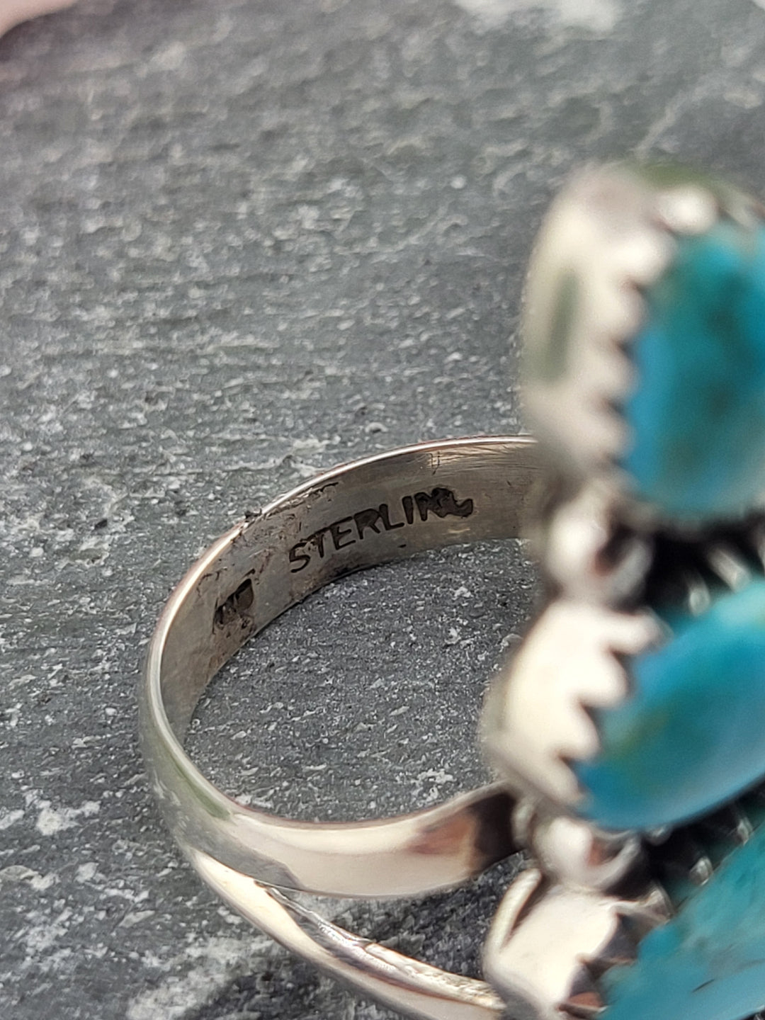 5 Stone Kingman Turquoise Ring Size 8