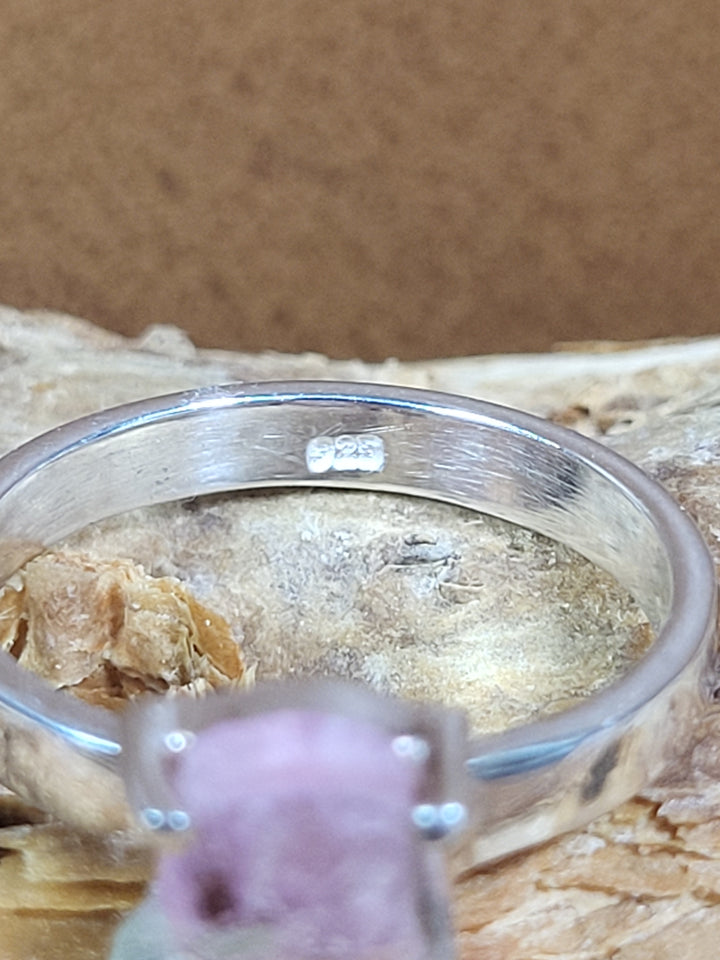 Natural Watermelon Tourmaline 925 Sterling Silver Ring - Size 5 1/4