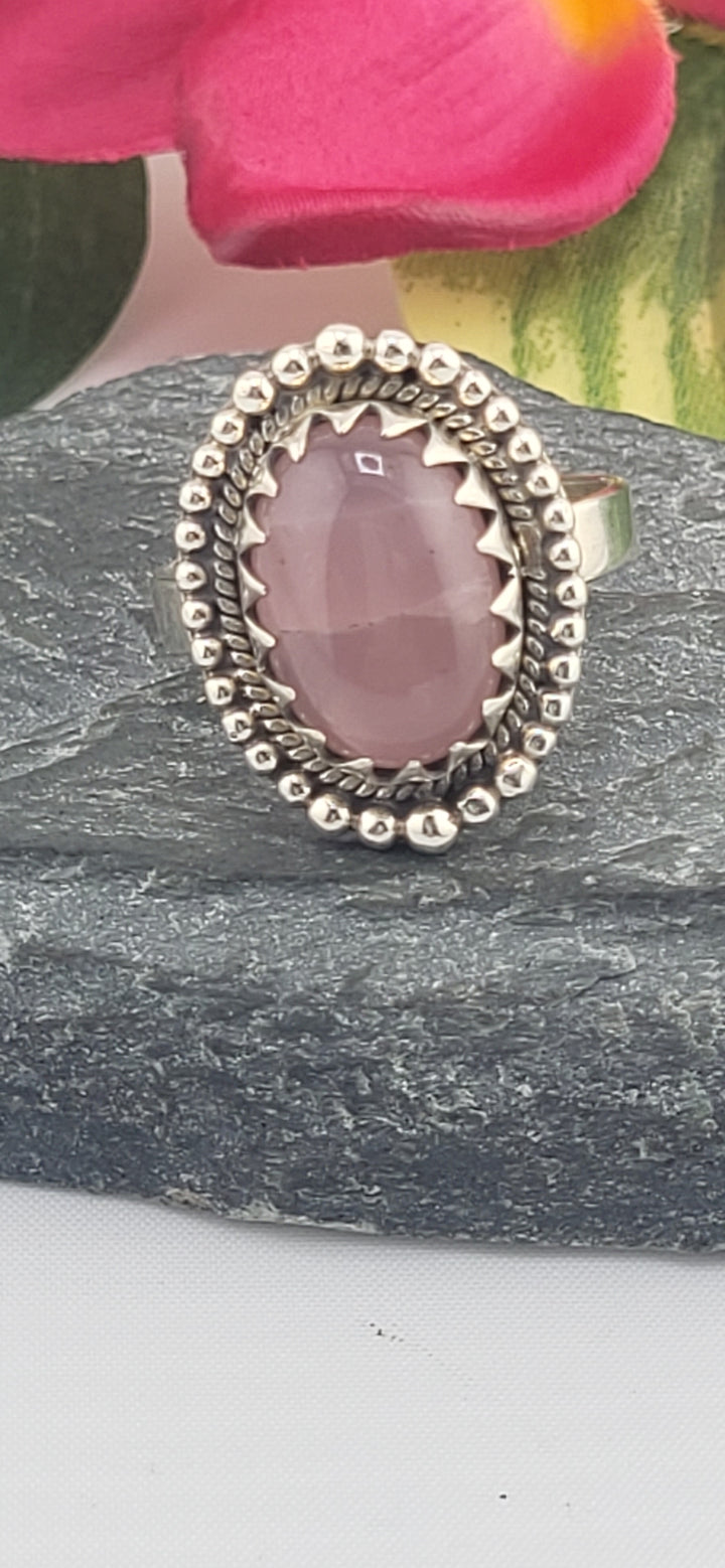 Morganite and 925 Sterling Silver Ring Size 9