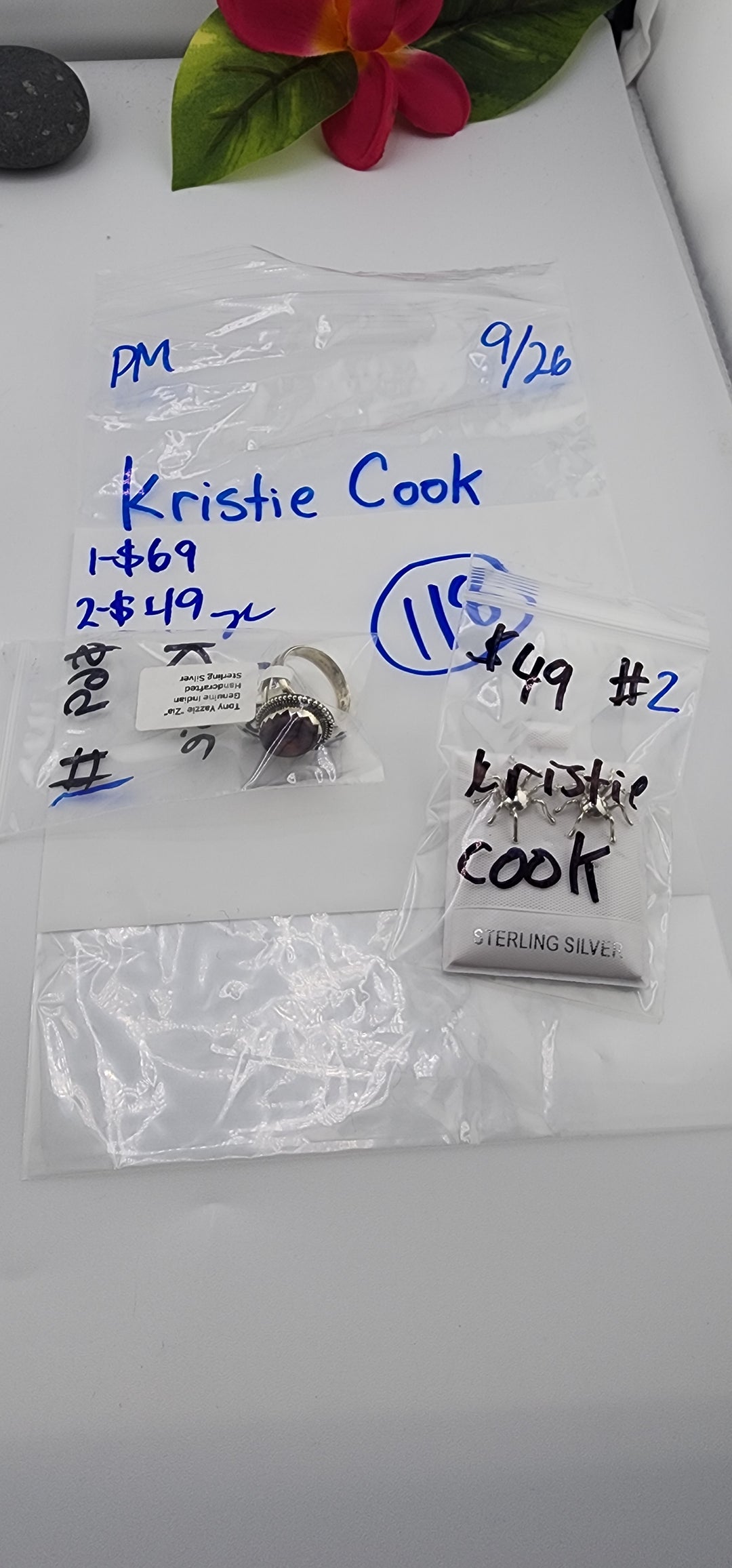 PM SHOW 48HR - RESERVED FOR: Kristie Cook - 9/26/2025 FL tiktok Live Show - 2 Sterling Silver Items