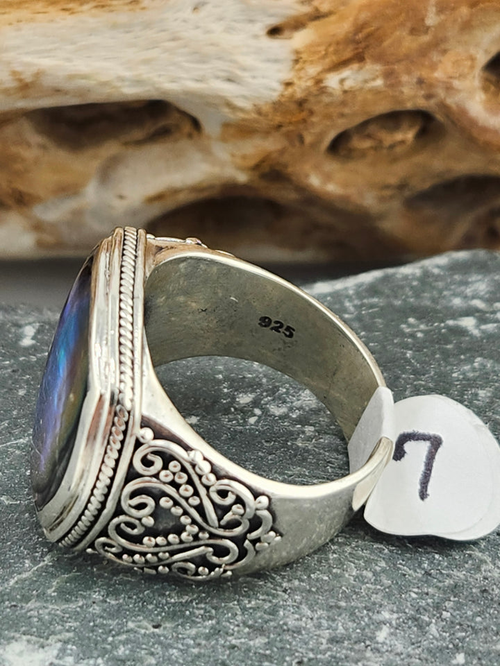 Natural Abalone Signet Ring