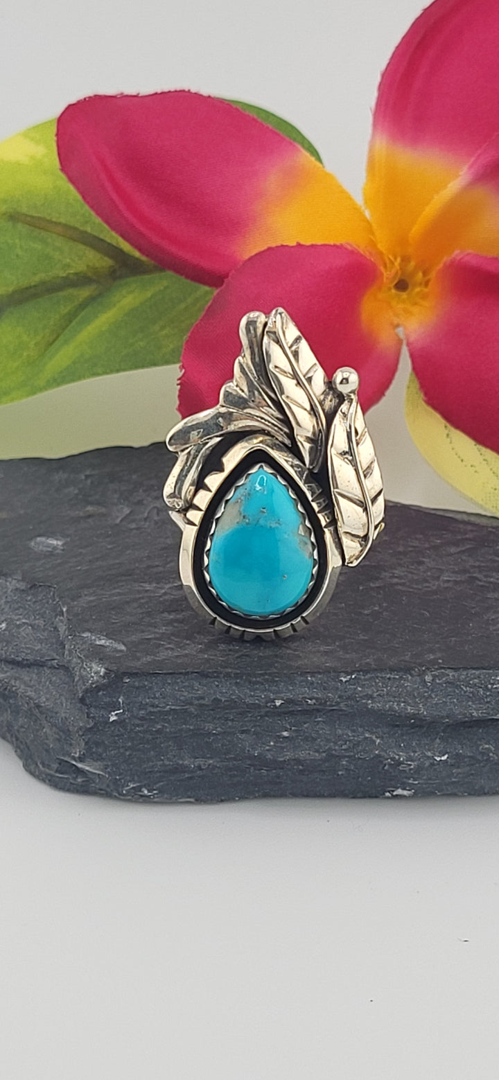 Turquoise and 925 Sterling Silver Ring Size 10