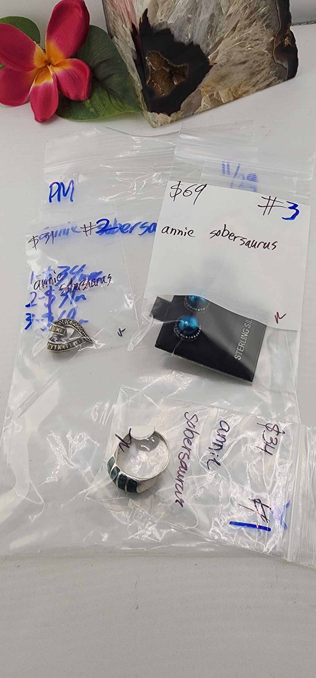 PM SHOW 48HR - RESERVED FOR:  Annie sobersaurus- 11/29/2025 tiktok Live Show -3 Sterling Silver Items