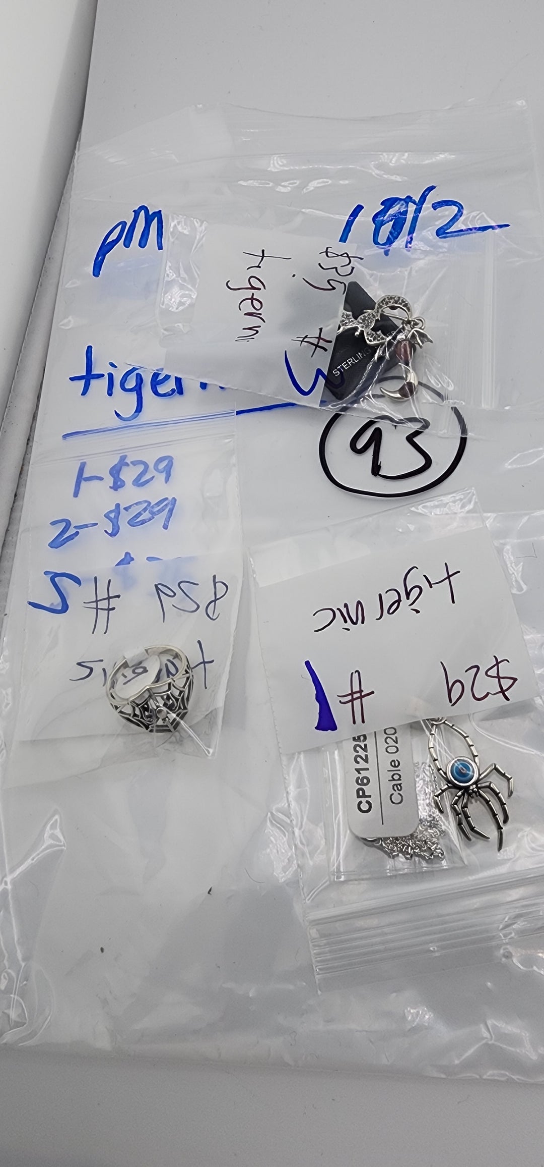 PM SHOW 48HR - RESERVED FOR: tigernic - 10/2/2025 FL tiktok Live Show - 3 Sterling Silver Items
