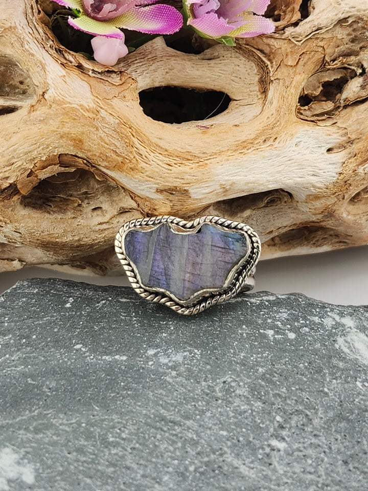 Purple Labradorite Bat Ring Size 8