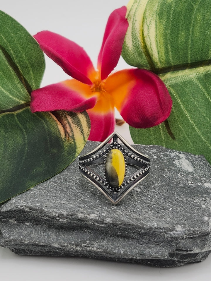 Oxidized Marquee Bumblebee Jasper Ring Size 9