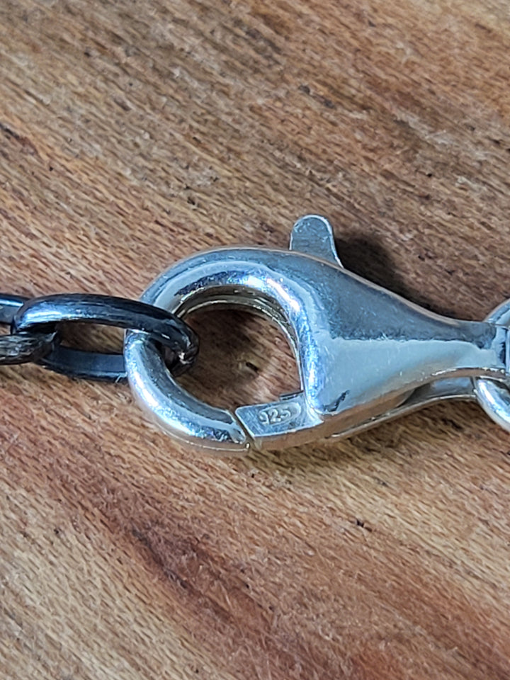 Oxidized Sterling Silver Graduated Bead Station Bracelet 3‐6mm 6"+1" extension