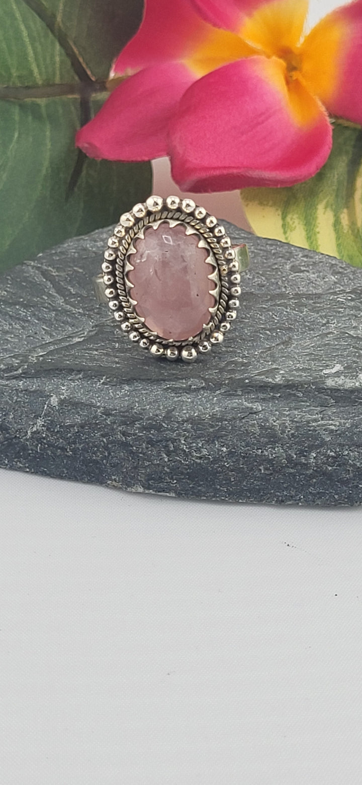 Morganite and 925 Sterling Silver Ring Size 9