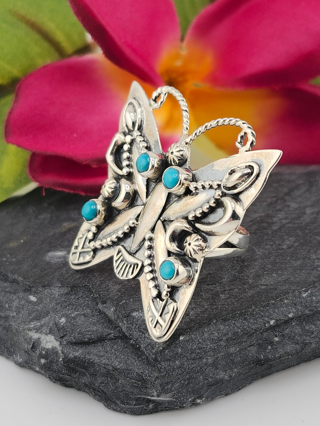 Turquoise Butterfly Ring Size 6