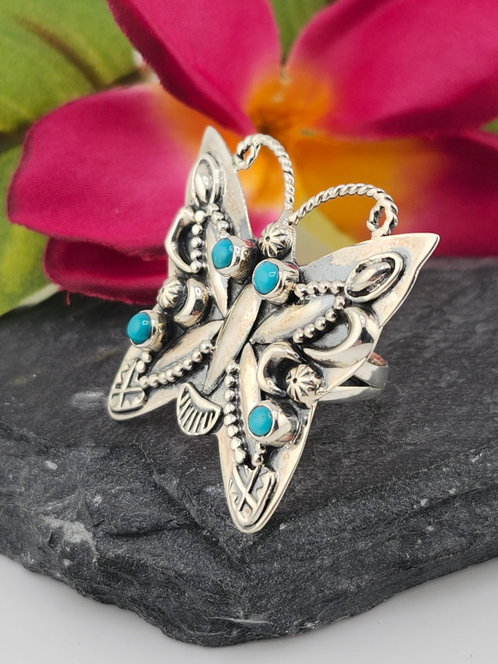 Turquoise Butterfly Ring Size 6