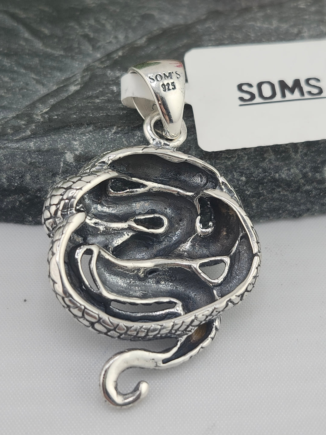Designer SOMS 925 Sterling Silver Snake Pendant