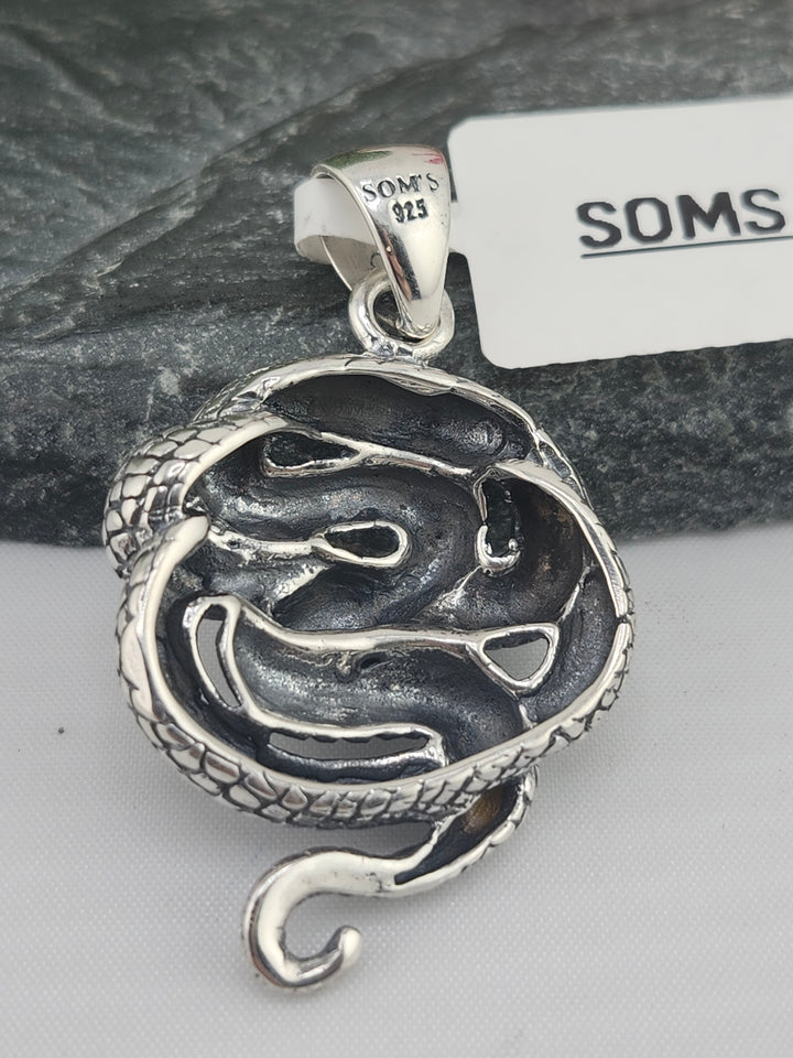 Designer SOMS 925 Sterling Silver Snake Pendant