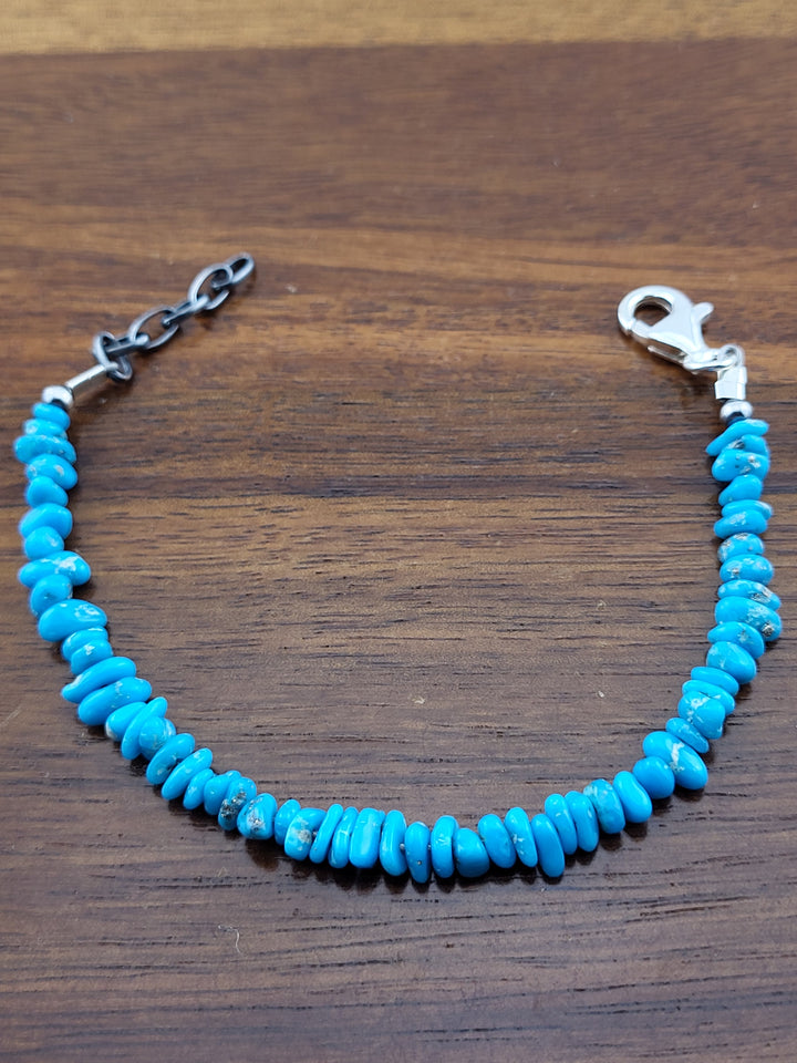 925 Sterling Silver 6 inch + 1 inch Extension Turquoise Bracelet
