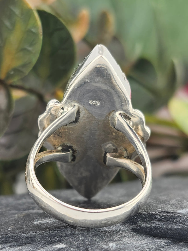 Black Onyx Double Stone and 925 Sterling Silver Ring - Size 7.25