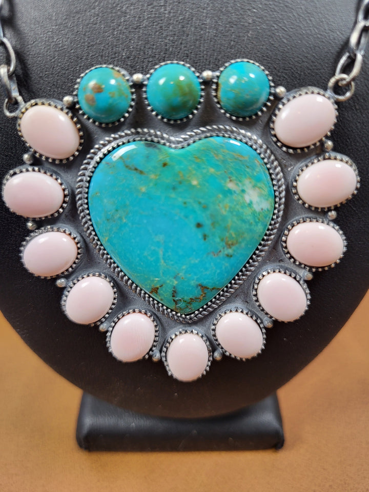Natural Turquoise Queen Conch Necklace 925 Sterling Silver