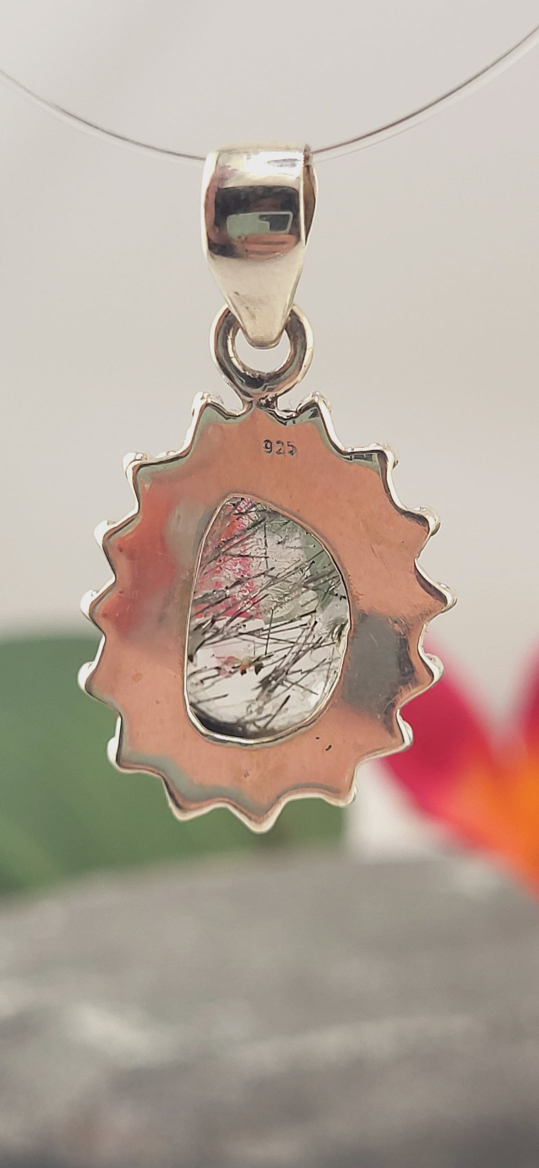 Rutilated Quartz sterling silver 925 pendant