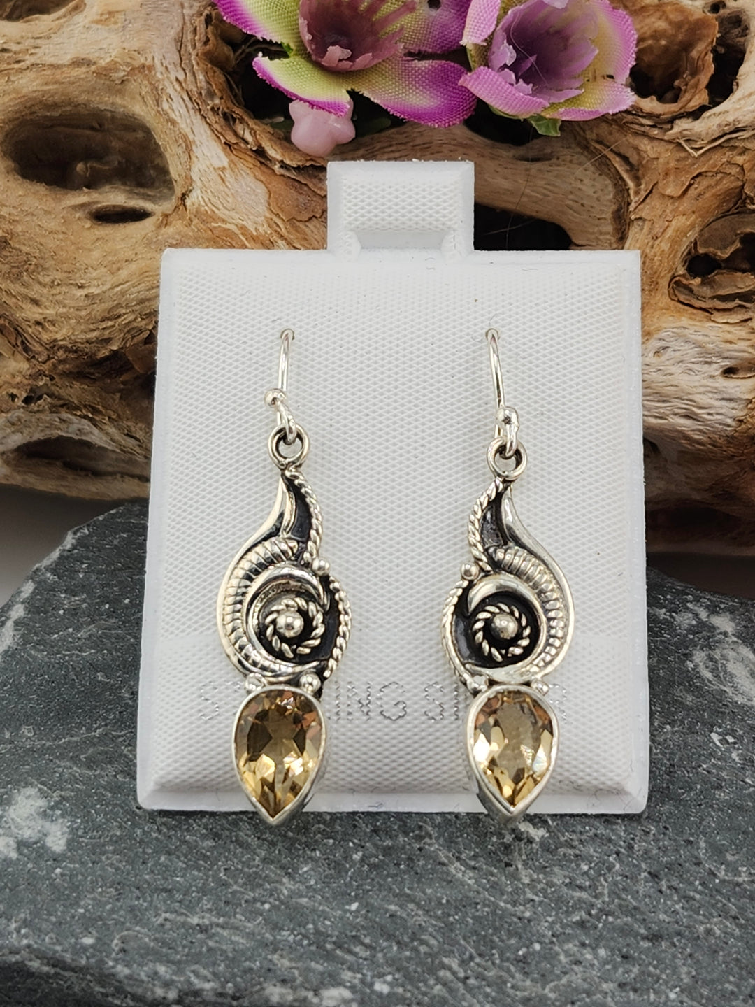 Citrine Teardrop Dangle Earrings