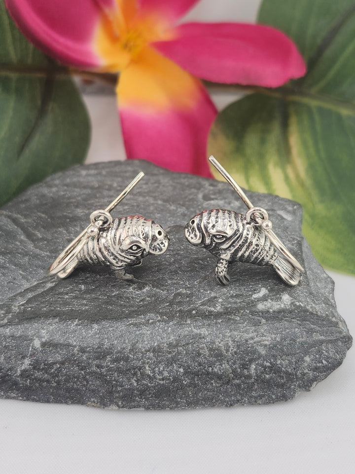 Designer SOMS 925 Sterling Silver Manatee Earrings