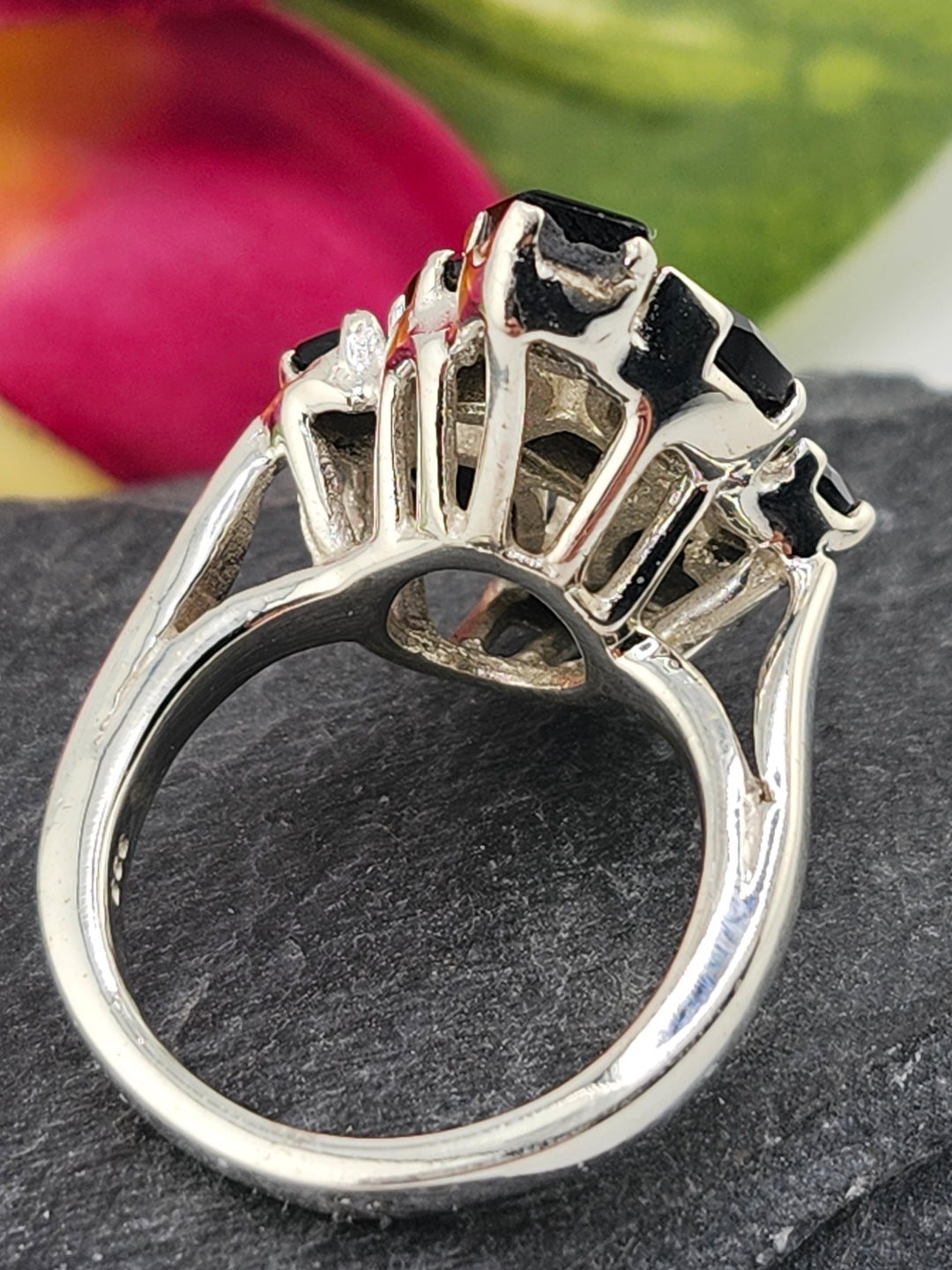 Cluster Black Onyx Ring Size 8