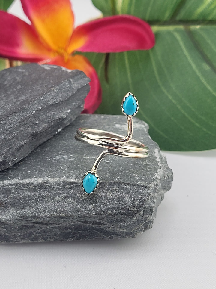 2 Stone Turquoise Ring Size 9.25