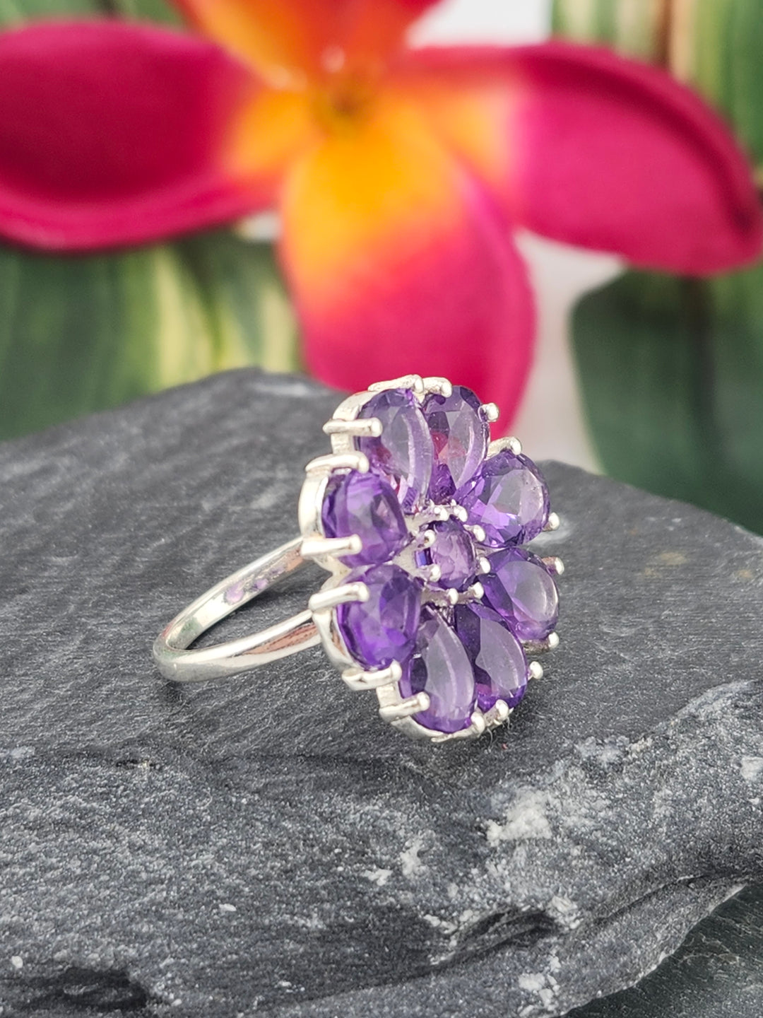 Amethyst Flower Ring Size 5