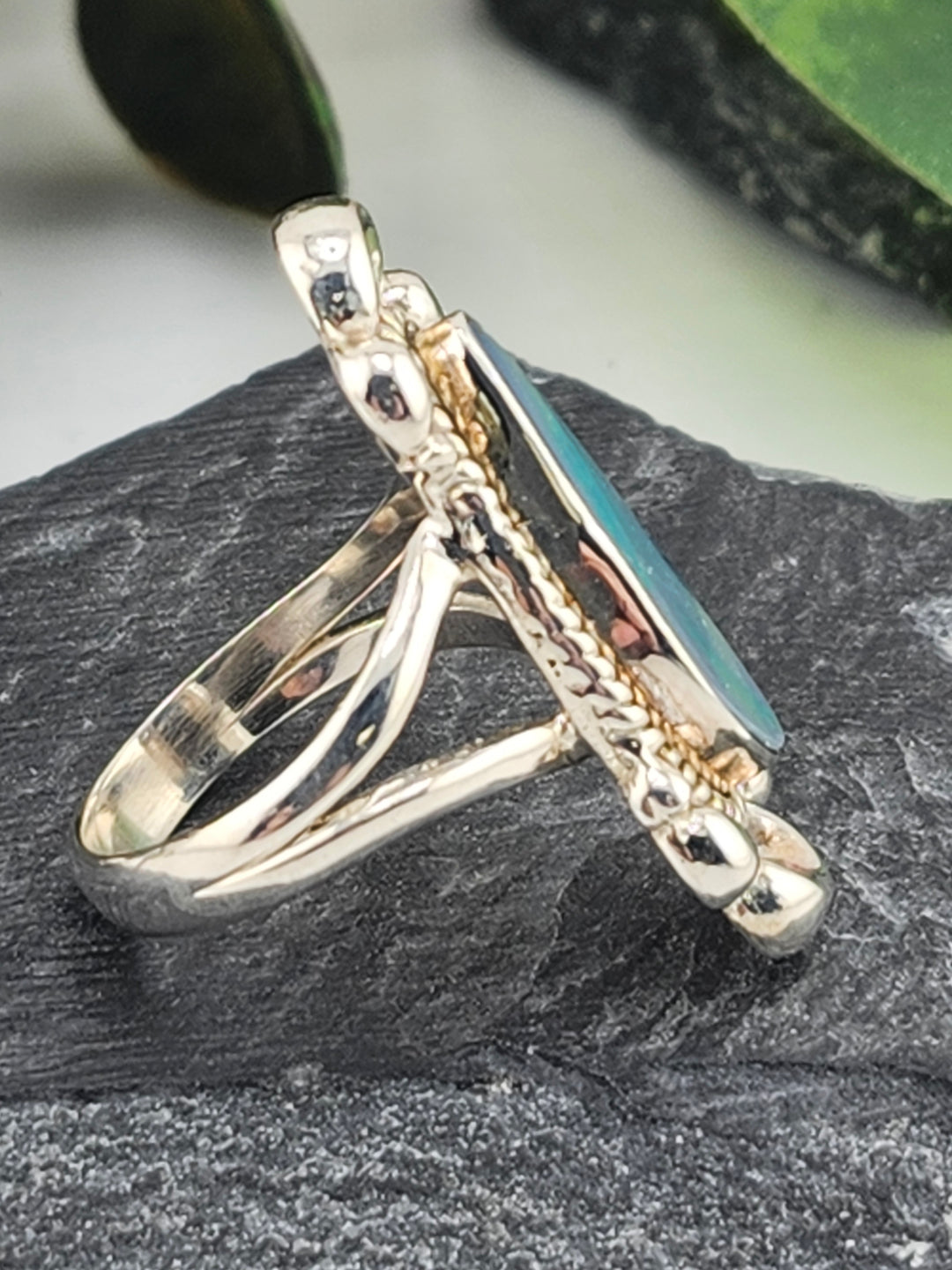 Australian Opal Doublet and 925 Sterling Silver Ring - Size 6