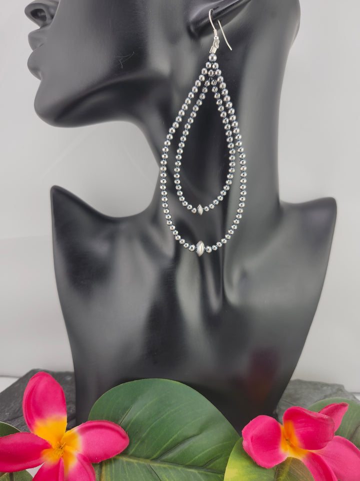 925 Sterling Silver Oxidized Bead Dangle Earrings