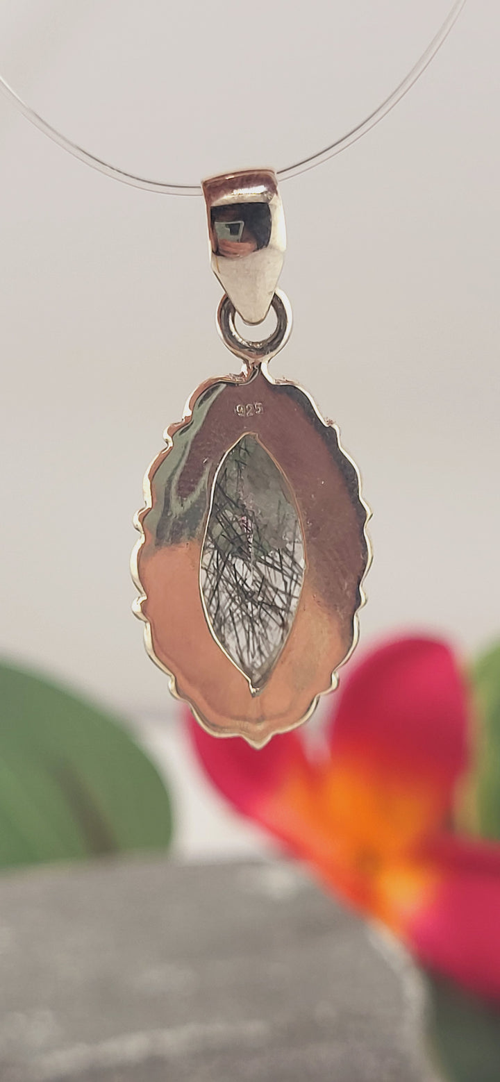 Rutilated Quartz sterling silver 925 pendant