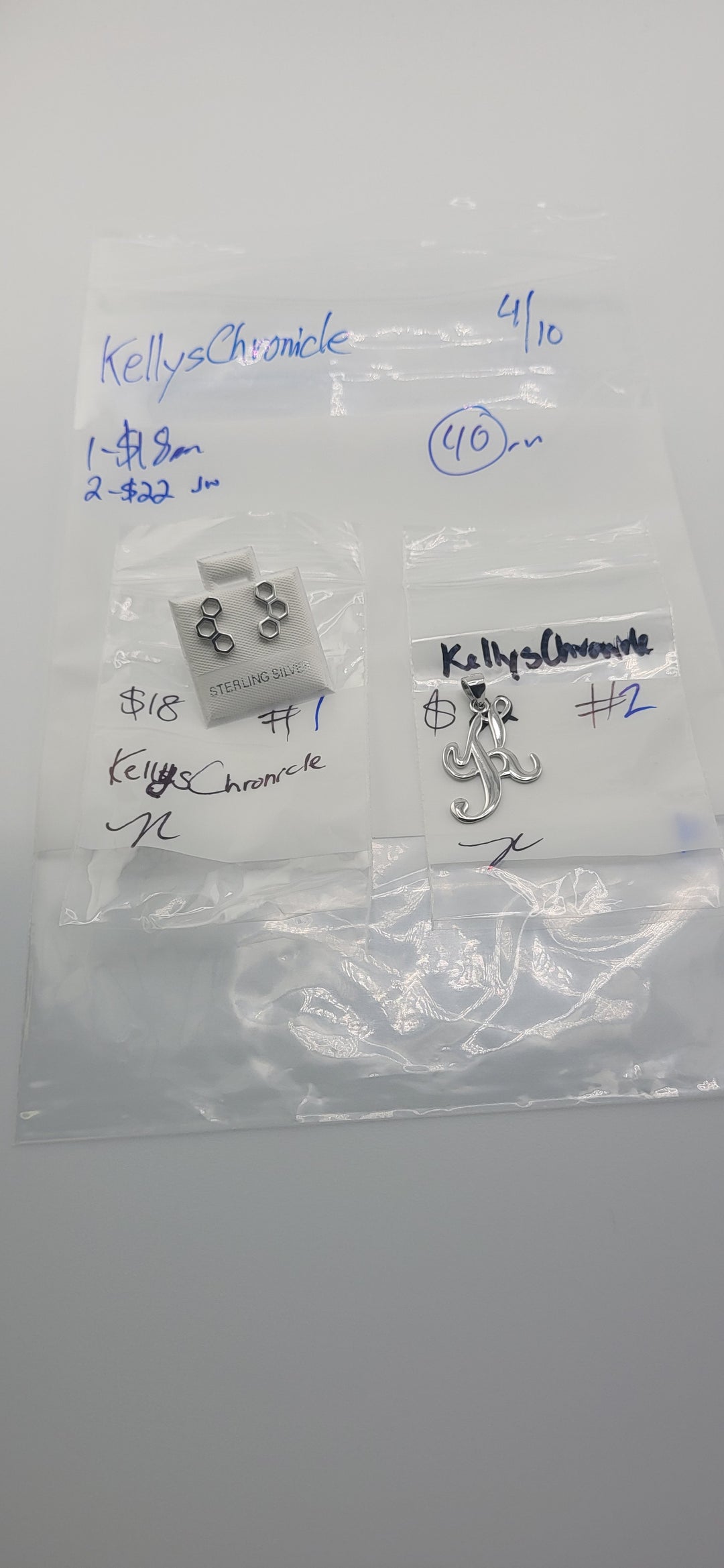 RESERVED FOR: KellysChronicle - 4/10/2025 tiktok Live Show -2 Sterling Silver Items