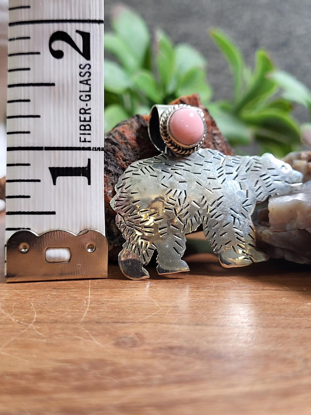 Natural Queen Conch Bear Pendant 925 Sterling Silver